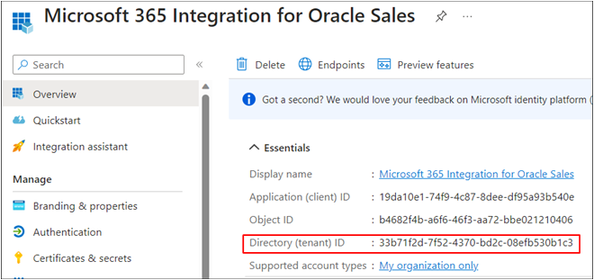 テナントIDがある場所を示すイメージの例