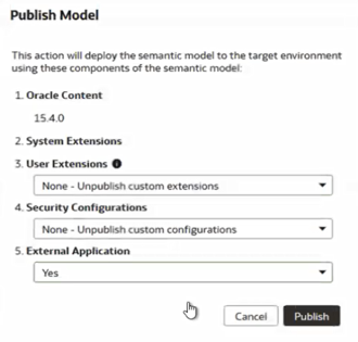 「モデルの公開」ダイアログ