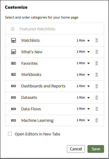 ホーム・ページにカテゴリを表示する方法をカスタマイズします。