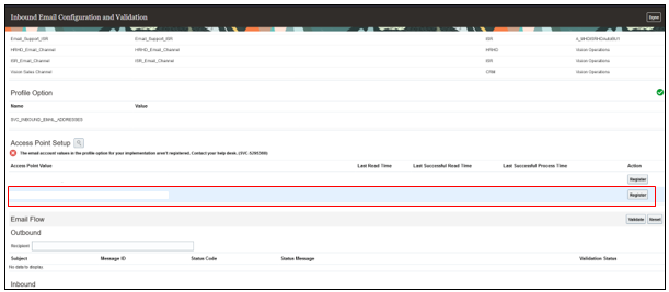 「アクセス・ポイント設定」リージョンおよび「登録」ボタンが強調表示されたスクリーンショット