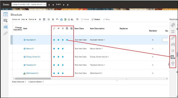 「変更」タブにコンテンツの存在を示す青い点のアイコン