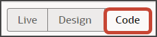 このスクリーンショットは、「コード」ボタンを示しています。