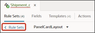 このスクリーンショットは、ルール・セットのリストに戻る方法を示しています。