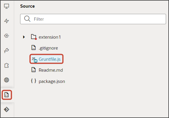 このスクリーンショットは、変更するGruntfile.jsがどこにあるかを示しています。