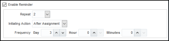 ワークフロー・タスクのリマインダを設定するための 「通知」サブタブのセクション