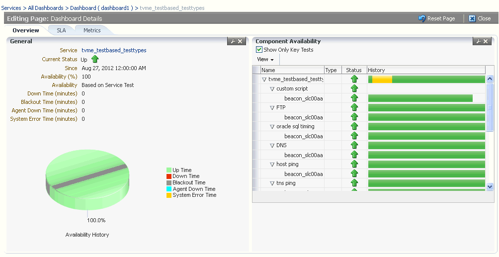 「ダッシュボードの詳細」ページ