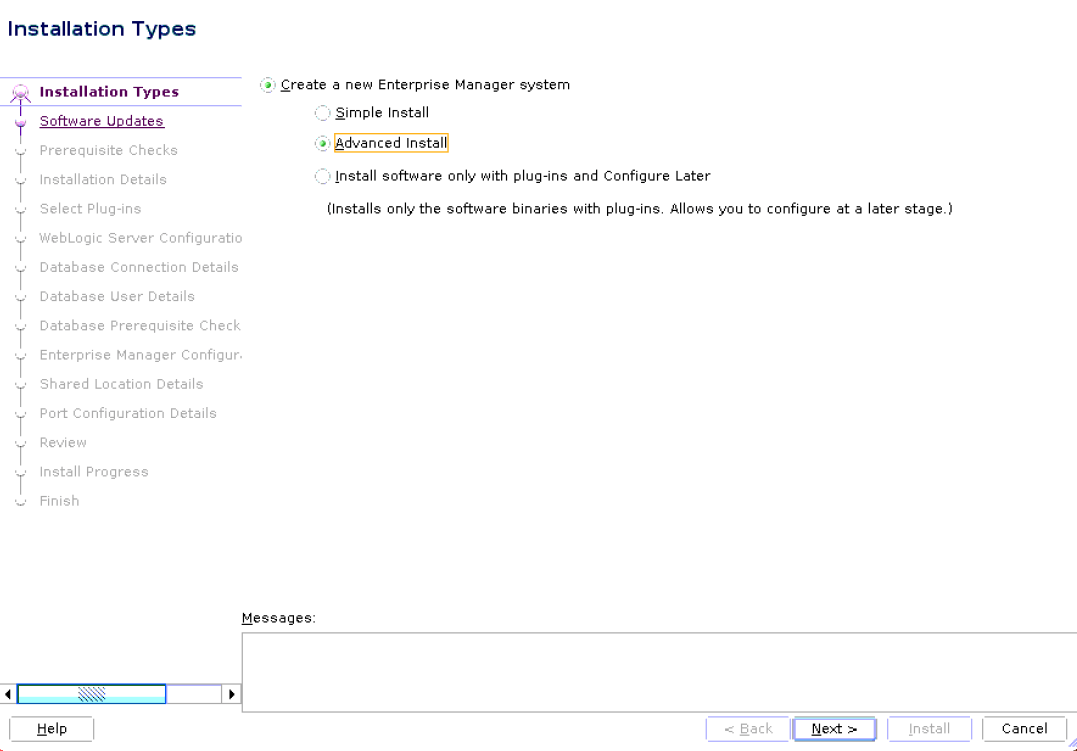 拡張インストールの「インストール・タイプ」画面 拡張インストールの「インストール・タイプ」画面