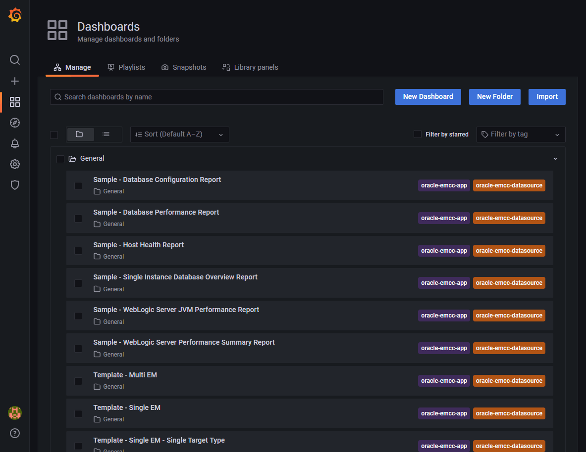使用可能なダッシュボードのサンプルとテンプレートを示す画像。