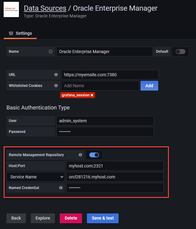 リモート・リポジトリのオプションを示す図。