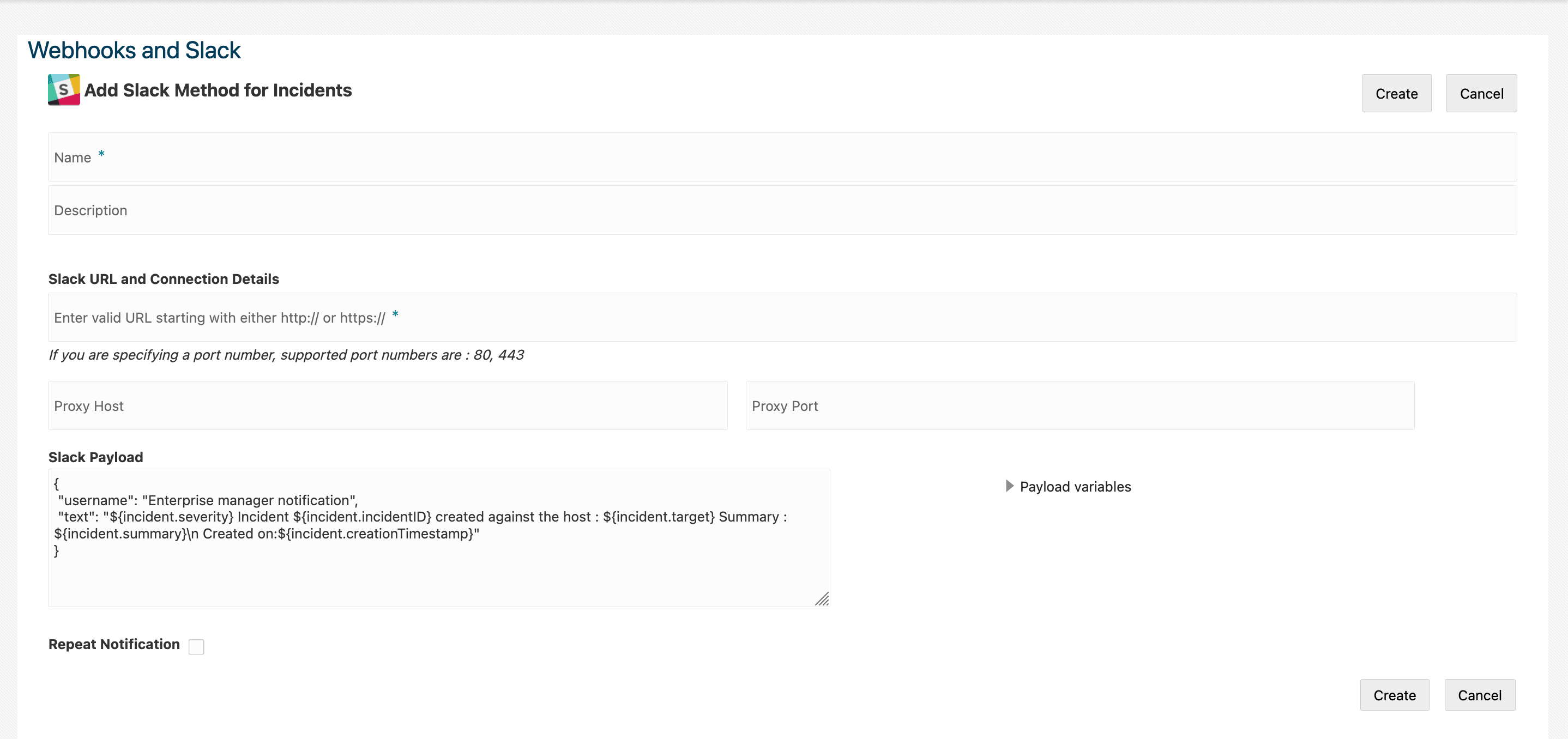インシデントのSlack Webフックの追加
