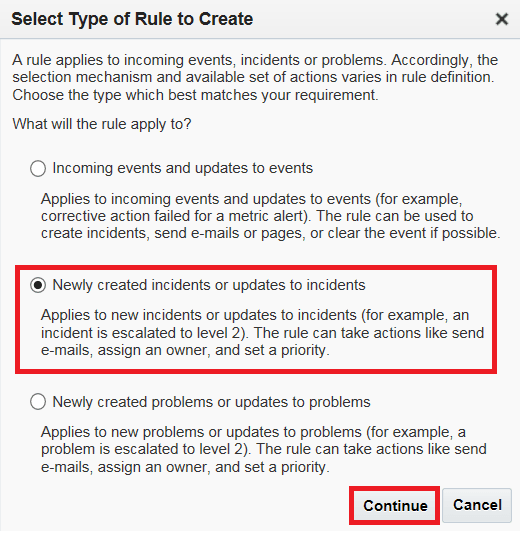 ルールのタイプの選択 ルールのタイプの選択