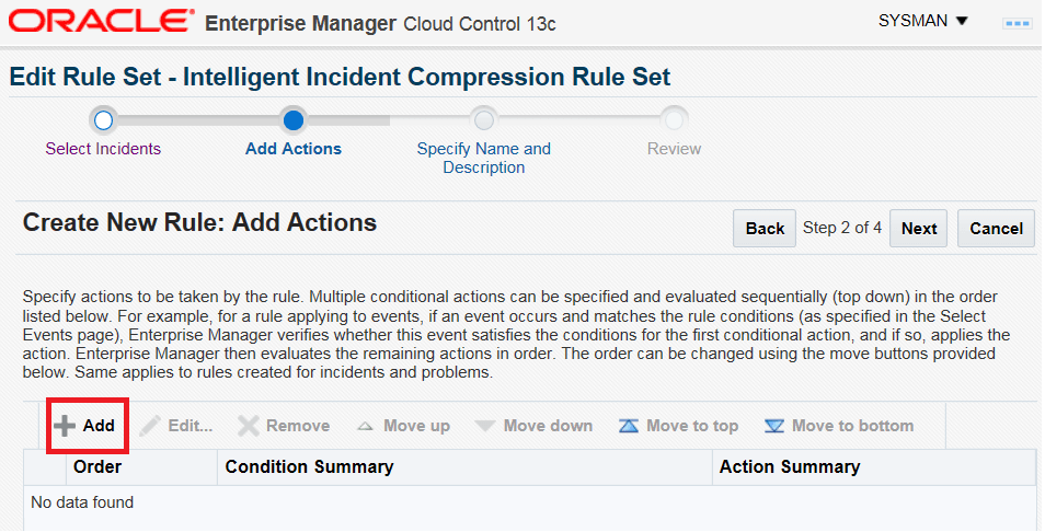 条件付きアクションの追加。 条件付きアクションの追加。