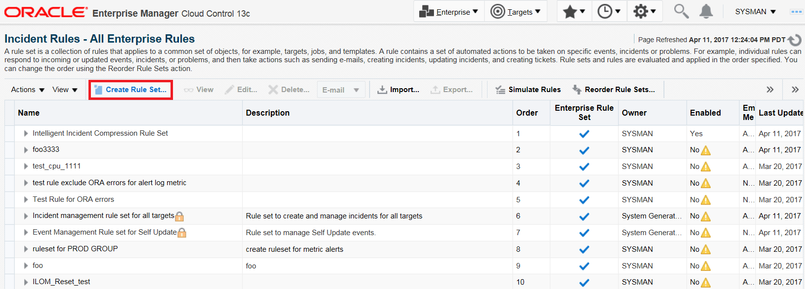 ルール・セット・メニューの選択 ルール・セット・メニューの選択