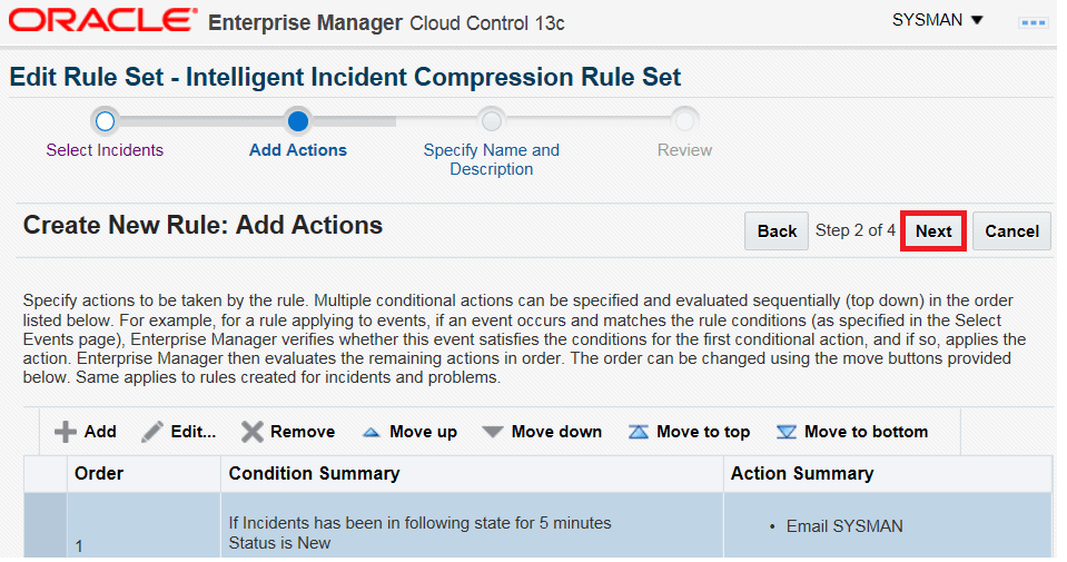 アクションの追加の確認。 アクションの追加の確認。