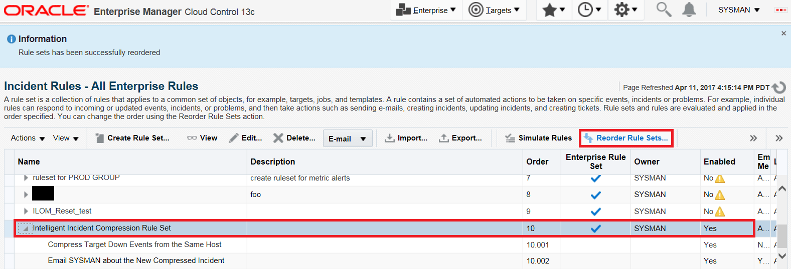 ルール・セットの並替え。 ルール・セットの並替え。
