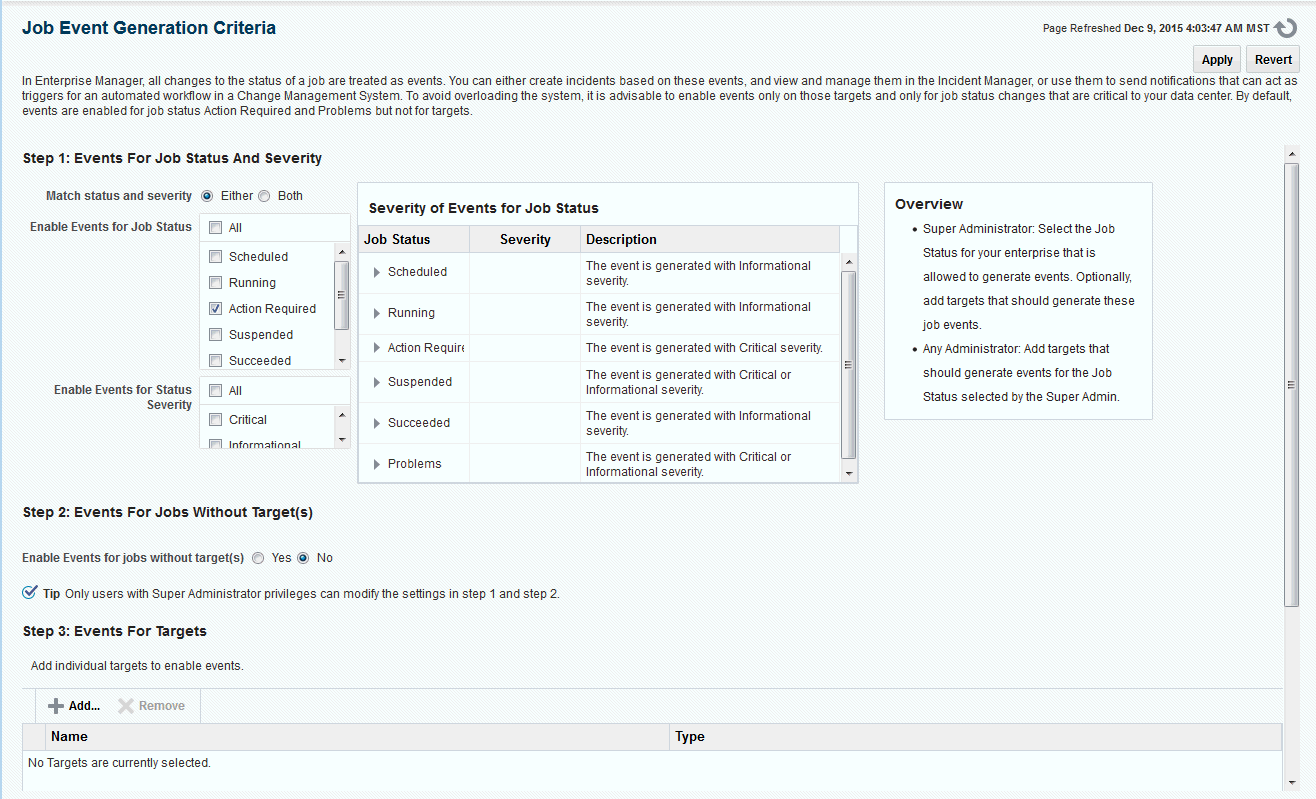 ジョブ・イベント生成基準ページ ジョブ・イベント生成基準ページ