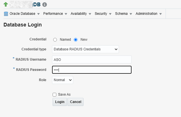 図は、Enterprise ManagerのRADIUS選択オプションを示しています。 図は、Enterprise ManagerのRADIUS選択オプションを示しています。