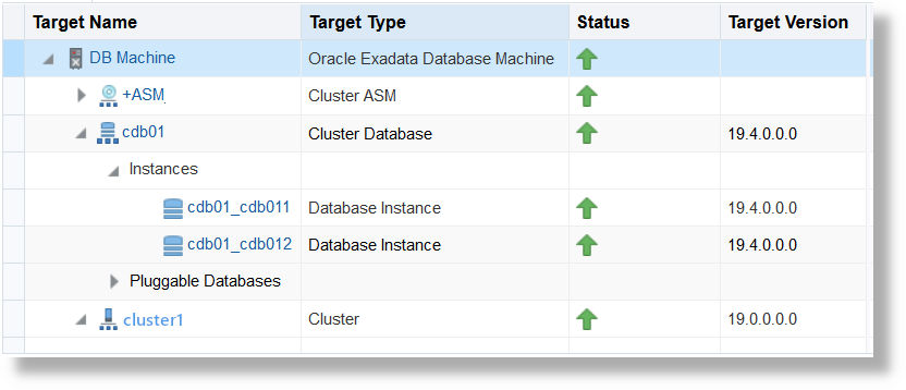 Exadata Database Machine Softwareタブ Exadata Database Machine Softwareタブ