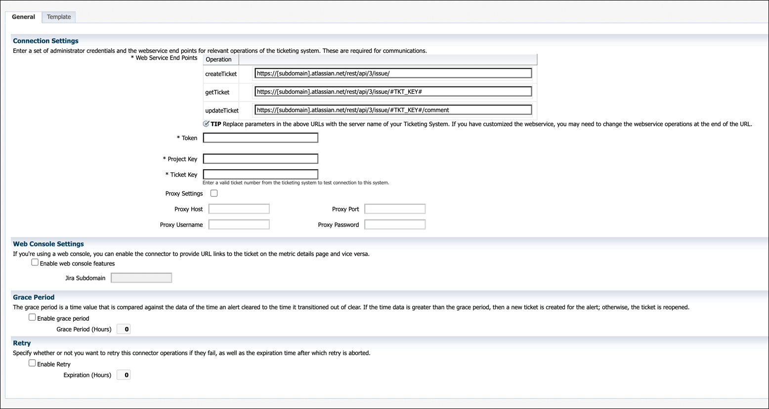 Image shows the Configure Management Connector Page
