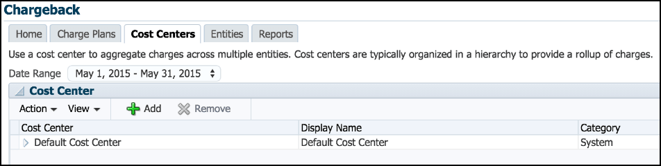コスト・センターの追加
