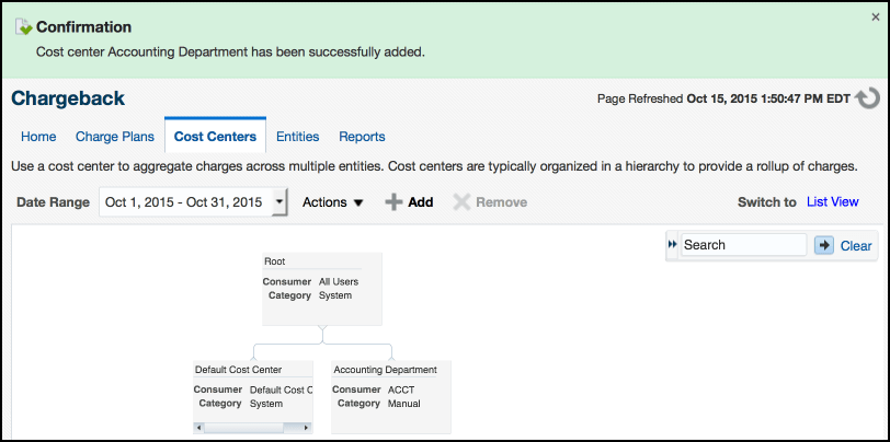 コスト・センターの確認