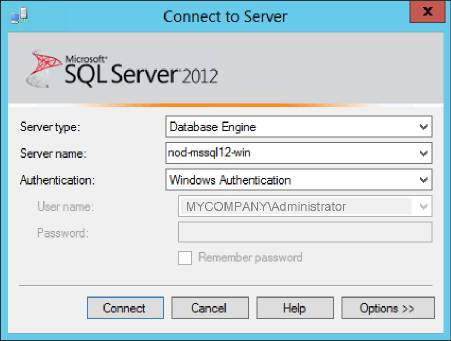 Microsoft SQL Serverへのログイン Microsoft SQL Serverへのログイン