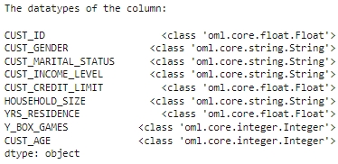 データ型を表示します。