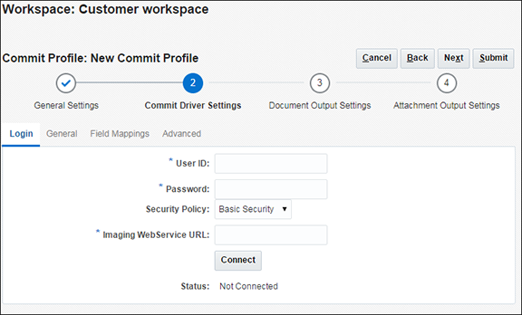WebCenter Content Imagingコミット・ドライバ設定(入力エージェント・コミット)