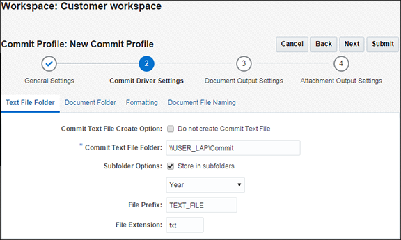 テキスト・コミット・ドライバ設定
