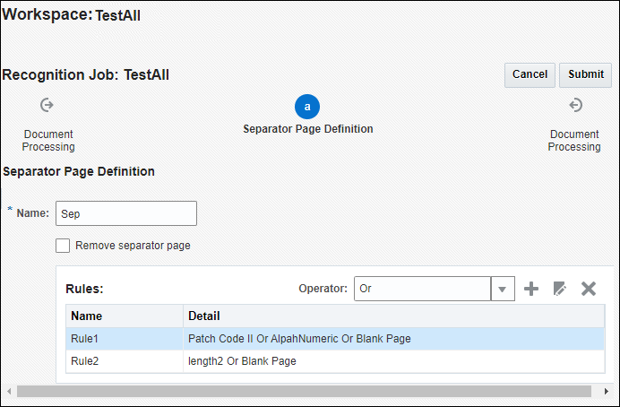 ドキュメント分割のセパレータ・ページ定義