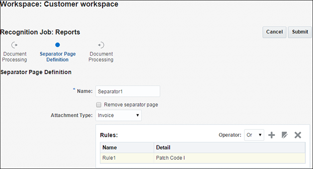 ドキュメント分割のセパレータ・ページ定義