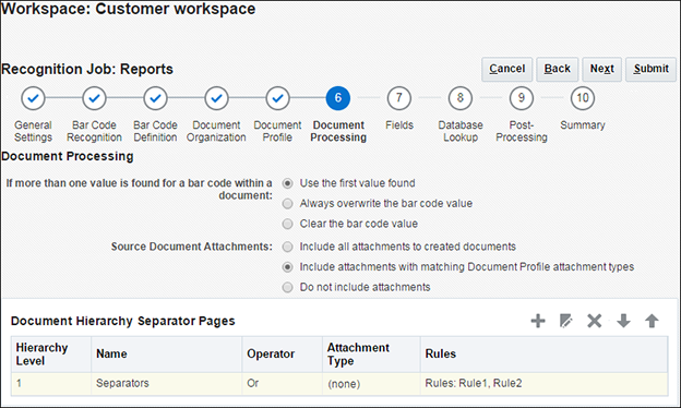 セパレータ・ページ定義の階層
