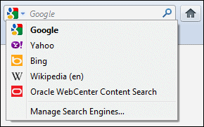 検索エンジンのリストにあるOracle WebCenter Content検索 検索エンジンのリストにあるOracle WebCenter Content検索