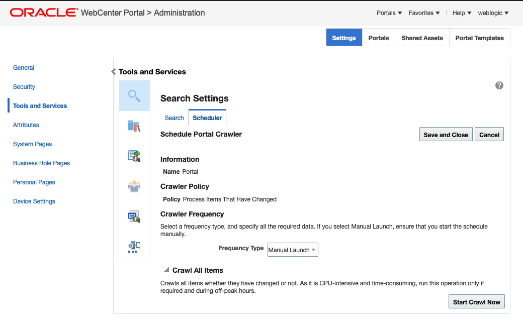 この画像は、「ポータル・クローラのスケジュール」ページを示しています。