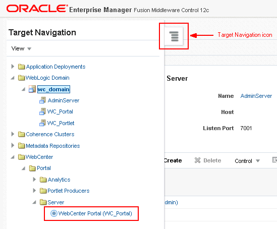 WebCenter Portalのホームページへの移動