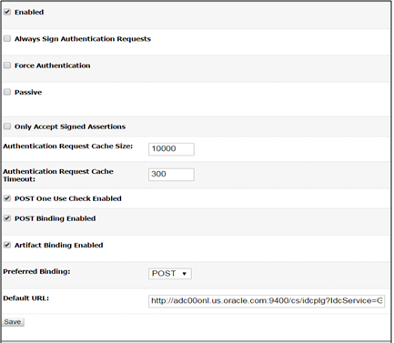 この画像は、「SAML 2.0サービス・プロバイダ」ページを示しています。