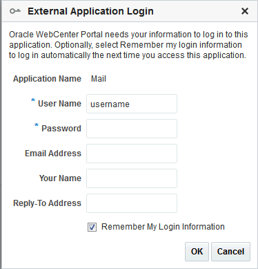 「外部アプリケーション・ログイン」ダイアログ