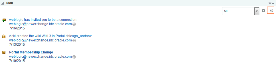 「メール」の「リフレッシュ」アイコン