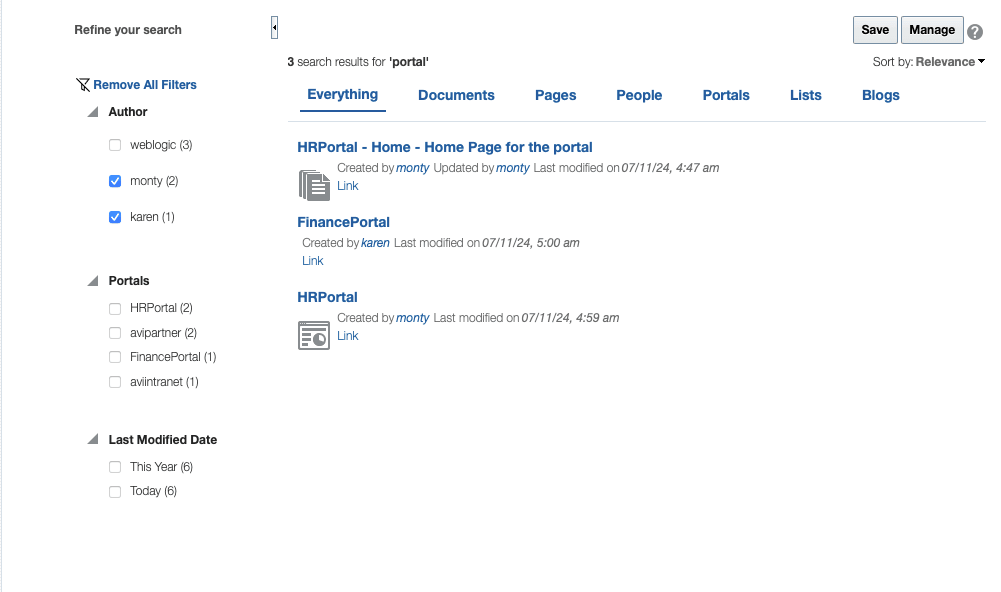 この図は、1つのファセット内の複数の値を使用してフィルタされた検索結果を示しています。