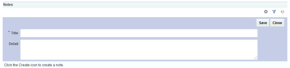 新しいノートを作成するためのパネル