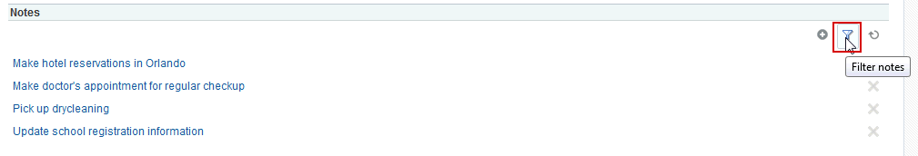 「ノートのフィルタ」アイコン