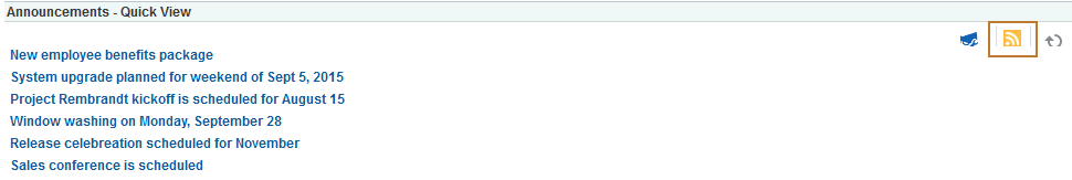 「お知らせ」ビューの「RSS」アイコン