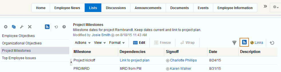 「リスト」ページのリスト