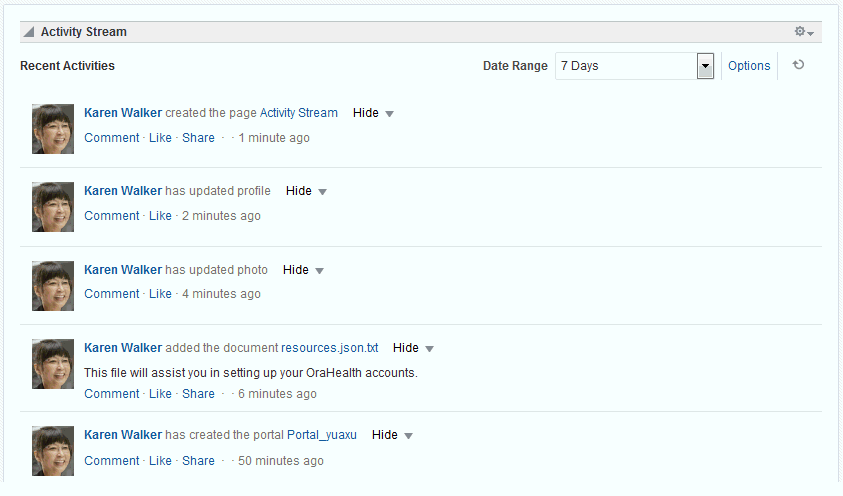「アクティビティ・ストリーム」ビューア