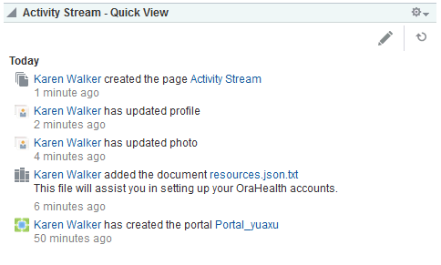 アクティビティ・ストリーム - クイック・ビュー