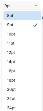 RTEの「フォント・サイズ」ドロップダウン・メニュー