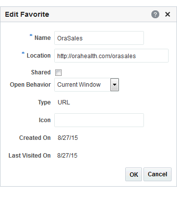 「お気に入りの編集」ダイアログ