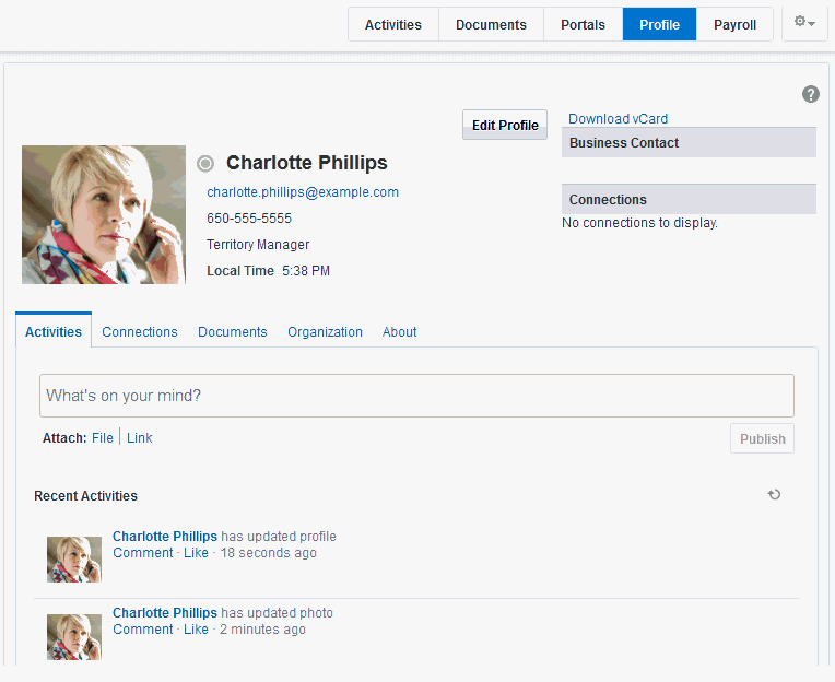 「プロファイル」ページ