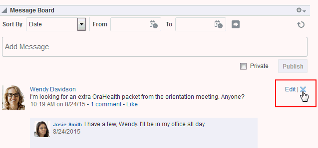 メッセージの「削除」アイコン