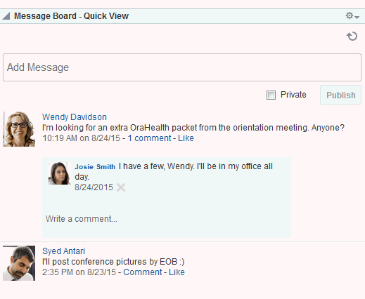 メッセージ・ボード - クイック・ビュー